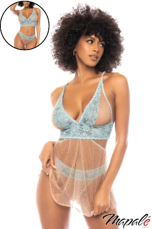 3Pc Set Sheer Babydoll