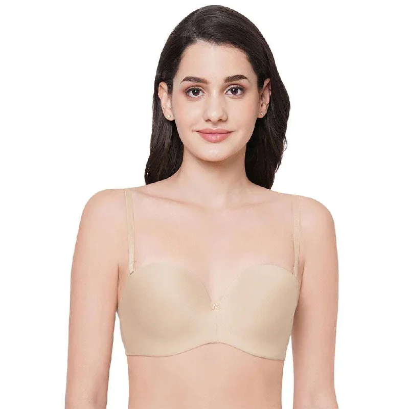 Basic Mold Padded Wired Half Cup Strapless T Shirt Bras-Beige