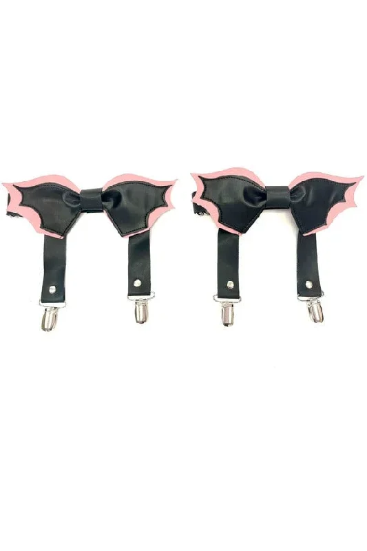 Black with Pink Bat Leg Garters