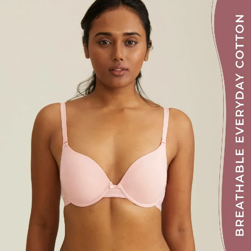 Breathe Cotton Padded wired Push up level-2 bra Demi coverage - Pink NYB005