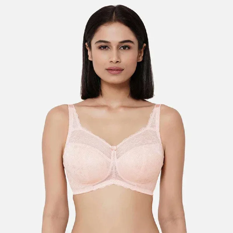 Classic Non Padded Non Wired Full Coverage Plus Size Everyday Comfort Bra - Peach