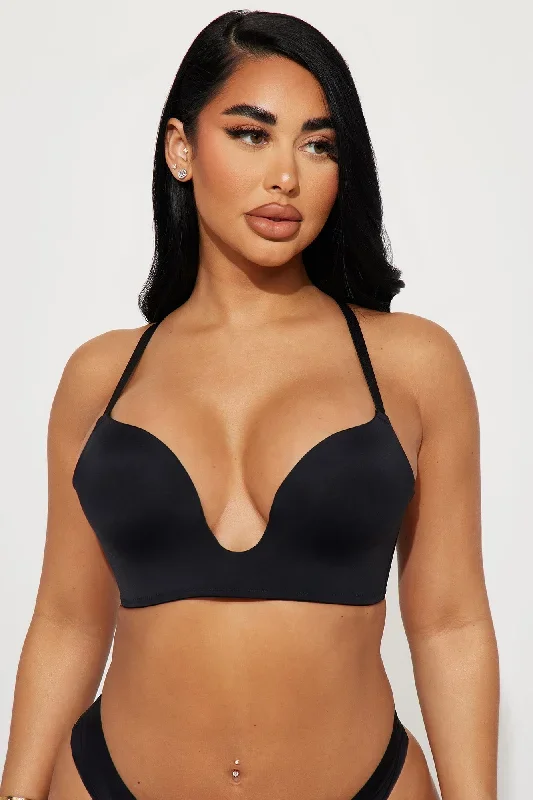 Confidence Boost Deep Plunge Bra - Black