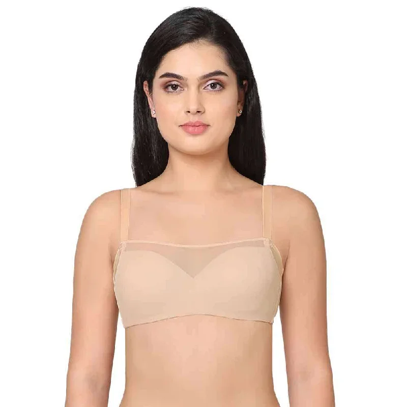 Contour Padded Wired 3/4th Coverage Mesh Fashion Bra - Beige