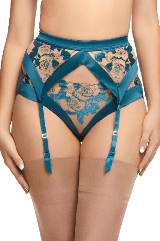 Dita Von Teese Rosabelle Satin Suspender Belt Shady Spruce