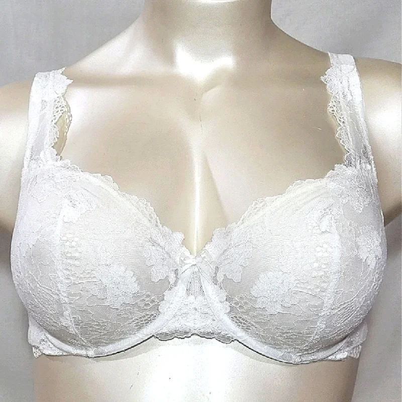 Felina 110026 Monica Unlined Lace Semi Demi Underwire Bra 36DDD White