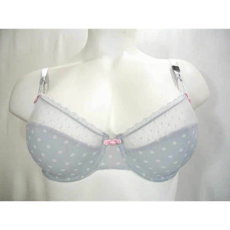 Felina 110789 Marielle Semi Sheer Lace Full Busted Underwire Bra 34DDD Gray Dot