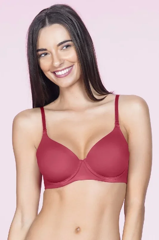 Smooth Moves Padded Wired Ultimate T-Shirt Bra - Festive Red