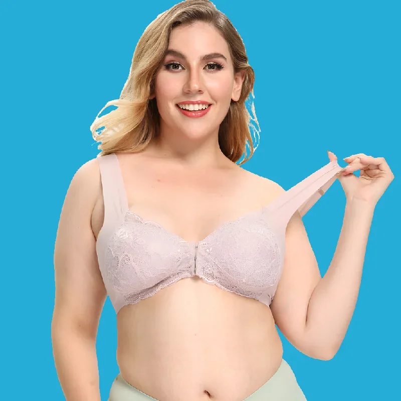 Flattering Plus Size Lace Bras - Wireless, Front Closure, Push Up - Shop Now!