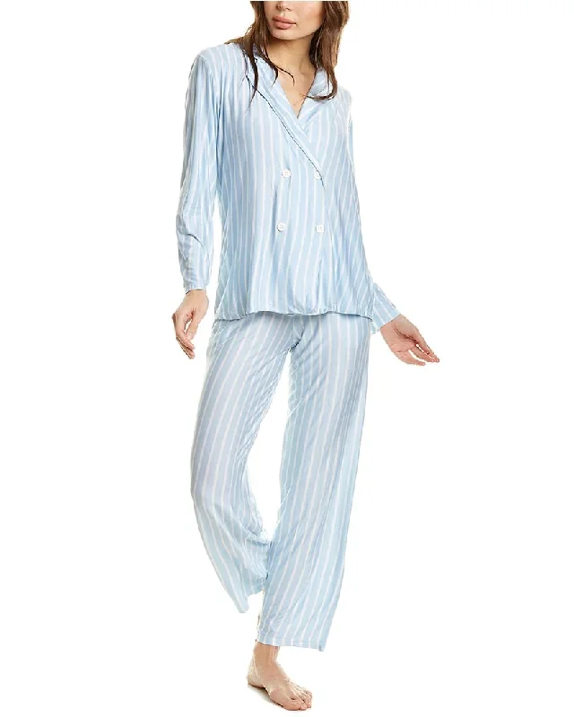 Hale Bob 2pc Stripe 4-Button Pajama Pant Set