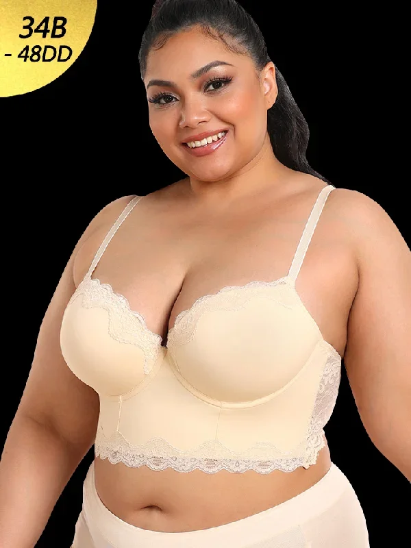 Lace Plunge Push Up Longline Bras