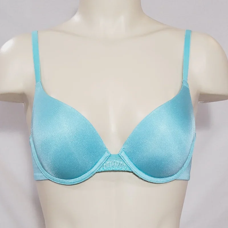 Lily of France 2175175 Extreme Lacy Looks Push Up Underwire Bra 38B Simply Aqua