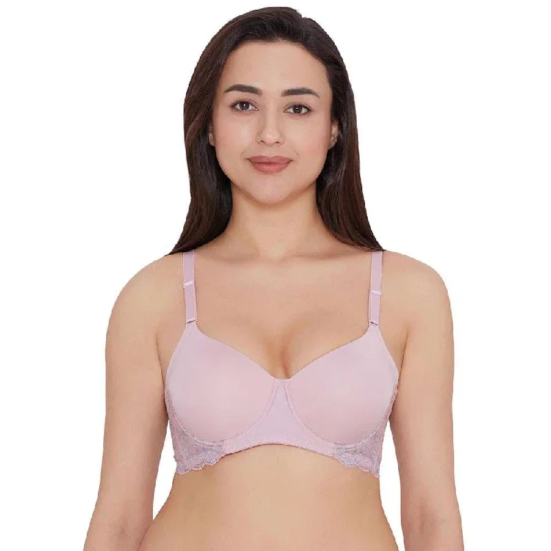 Love To Lace Padded Wired 3/4Th Cup T-Shirt Bra-Pink