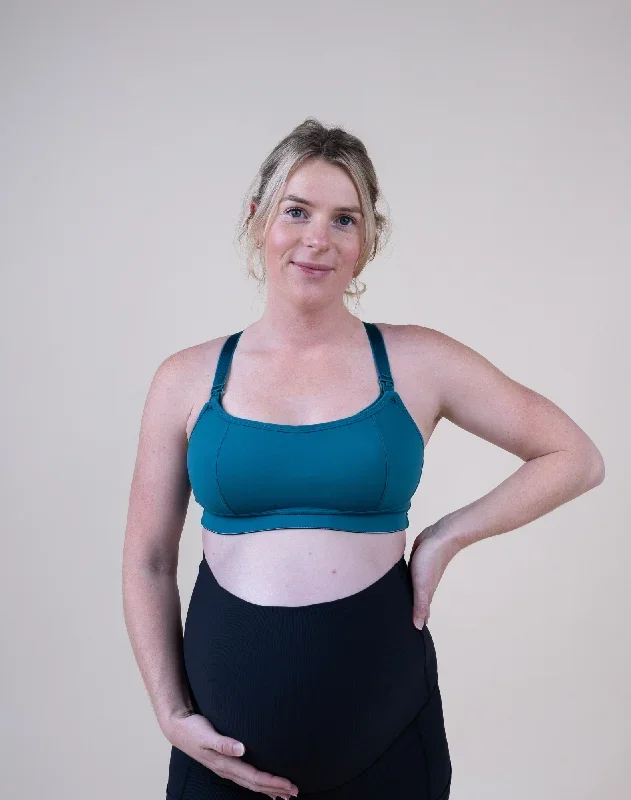 Maternity Activewear Bra - Fit2feed Bra Teal