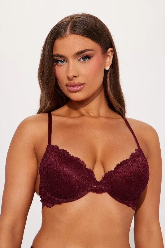 Nova Lace Push Up Bra - Wine