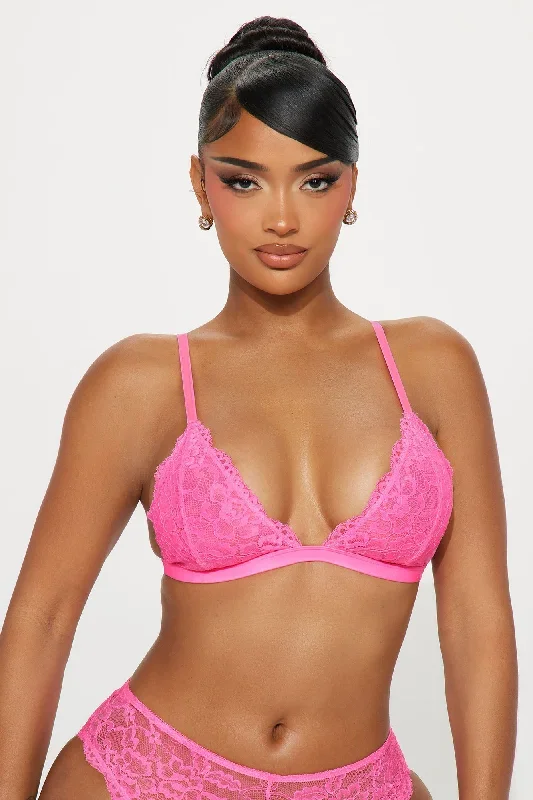 Nova Lace Triangle Bralette - Hot Pink