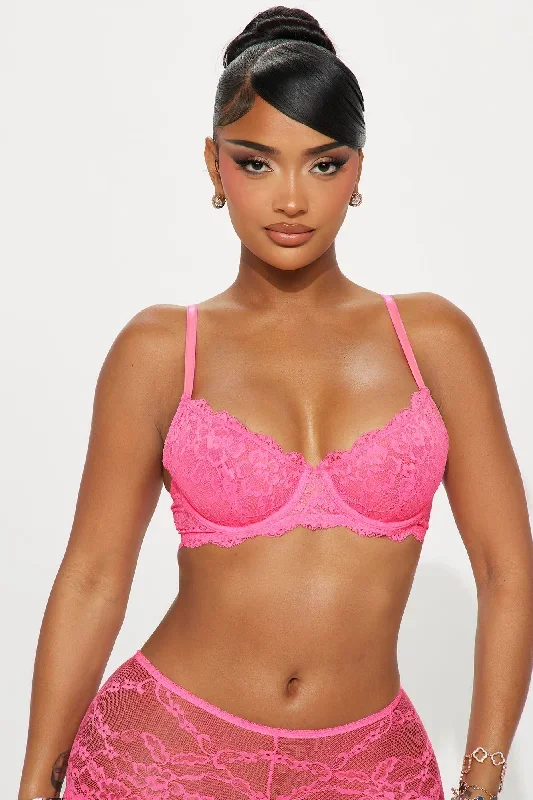 Nova Lace Unlined Bra - Hot Pink