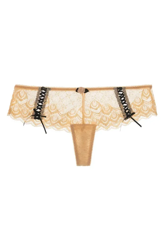 Nude Lace Thong With Lace Up