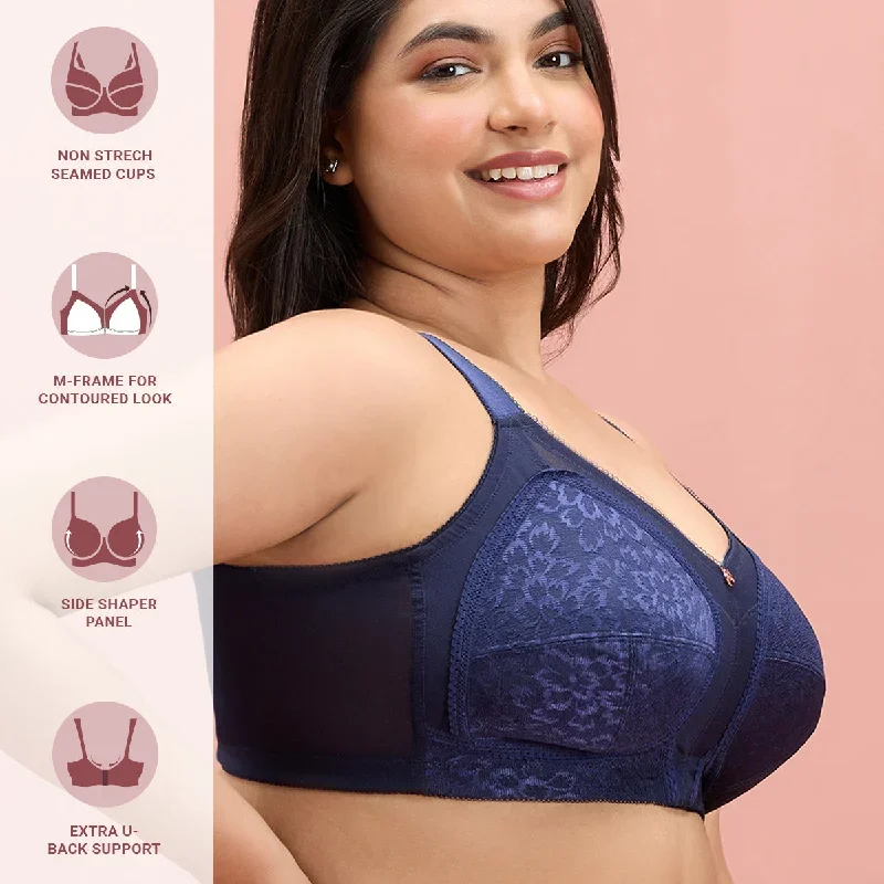 Nykd by Nykaa Ultimate Shape and Support No Bulge Bra-Lace-Navy Blue-NYB033