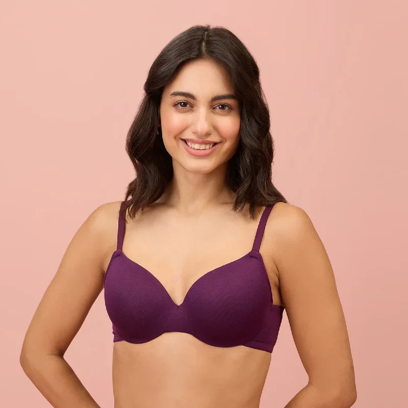 Nykd By Nykaa Modal Akin To Skin Padded Wired T-shirt Bra 3/4th Coverage- Purple NYB218