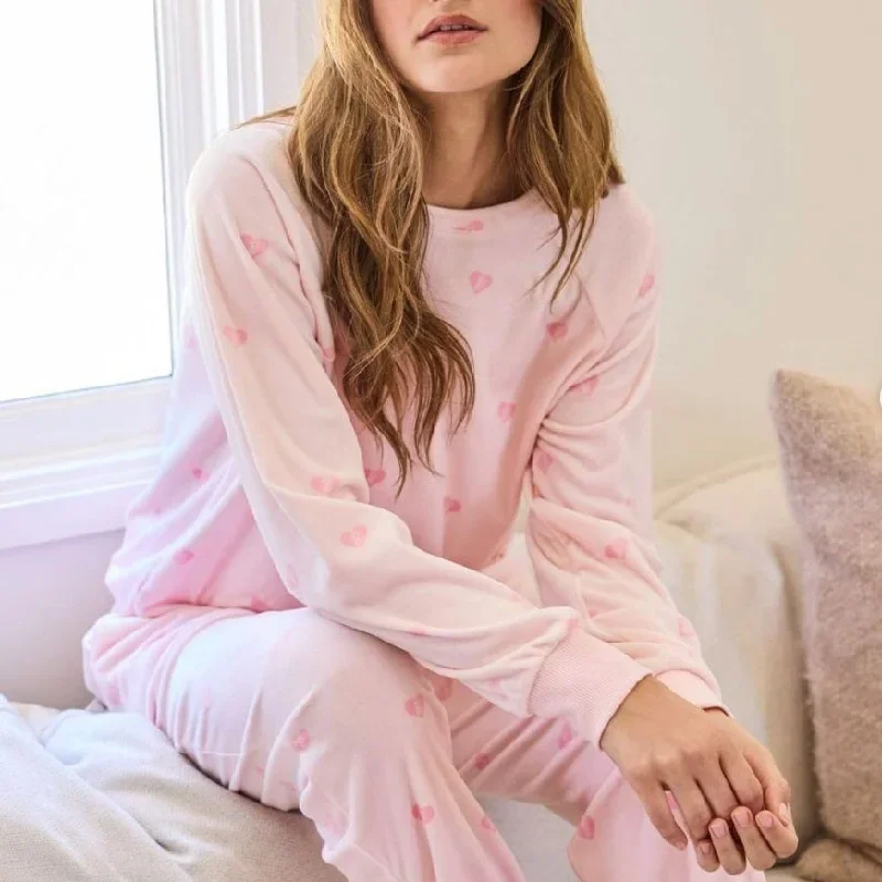 PJ Salvage x Barbie  Velour Heart Pajama Set RFBEST2