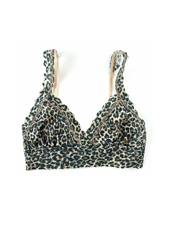 Printed Signature Lace Crossover Bralette Classic Leopard