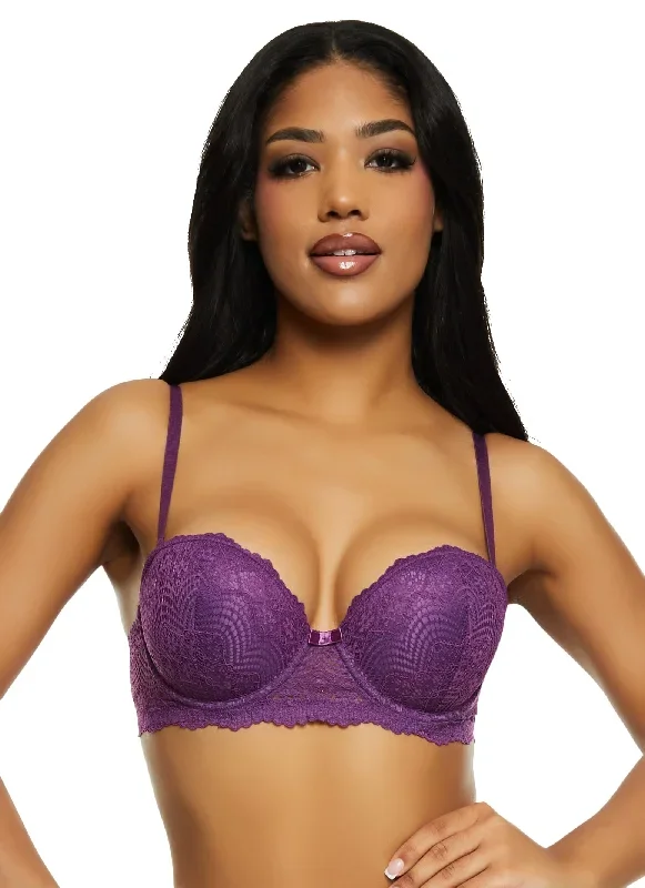 Patterned Lace Balconette Bra | Converts to Strapless