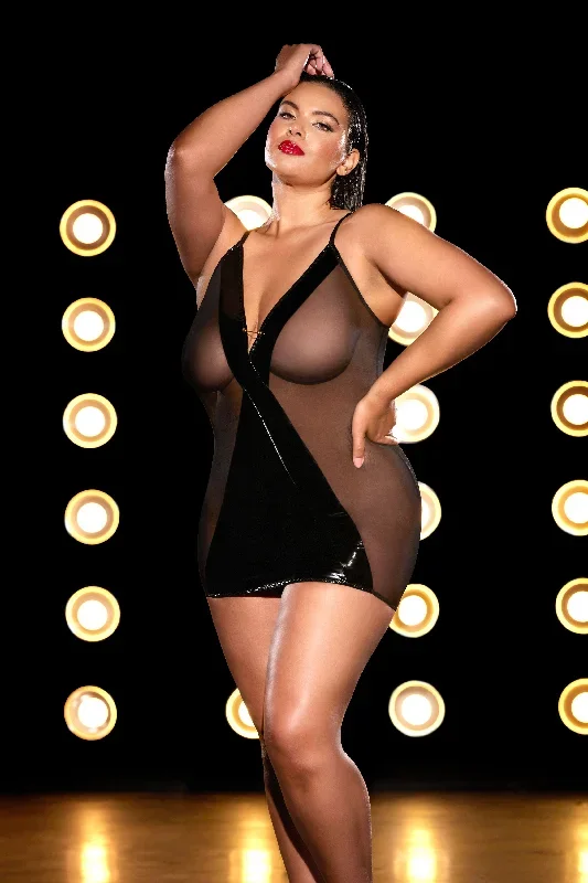 Salacious! Plus Size Wet Look Chemise