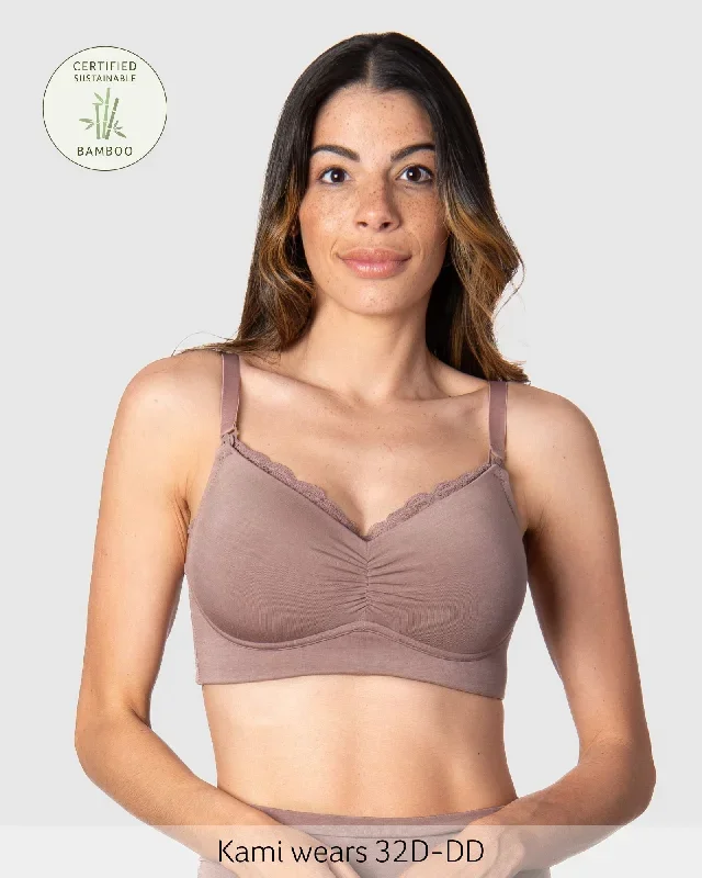 SERENITY BAMBOO MOCHA MULTIFIT NURSING BRA - WIREFREE