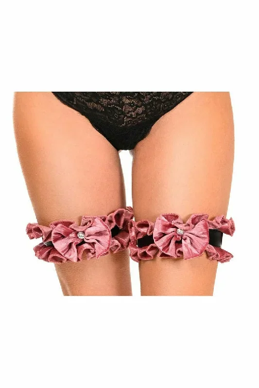 Sexy Dusty Rose Velvet Leg Garters