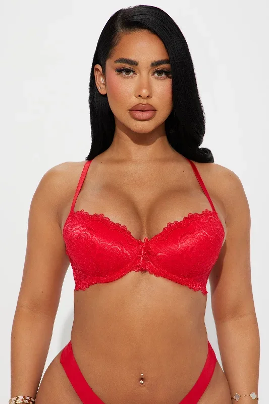 Showing Off Extreme Push Up Lace Bra - Red