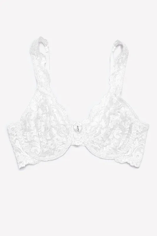 Signature Lace Unlined Underwire Bra | White Lace