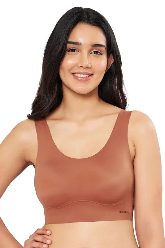 Skins Solid Non Padded Non-Wired Scoop Neck Cami Bra - Caramel Nude