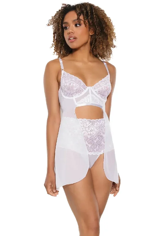 Stretch Lace Babydoll & Thong Set