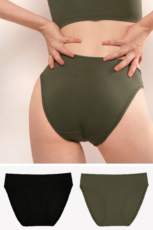 The Naked Bikini Panty 2 Pack | Olive Night/Black Hue Stretch