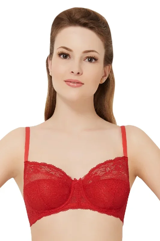 Poetess Non Padded Wired Lace Bra - Tiger Lily