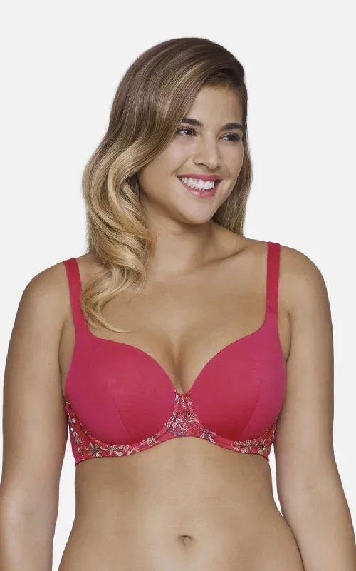 Ultimo Tropical Blossom Padded Wired T-Shirt Bra - Cranberry