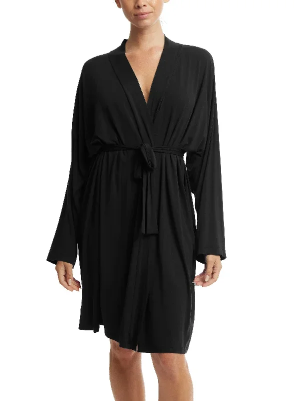 Unwind Knee Length Robe Black