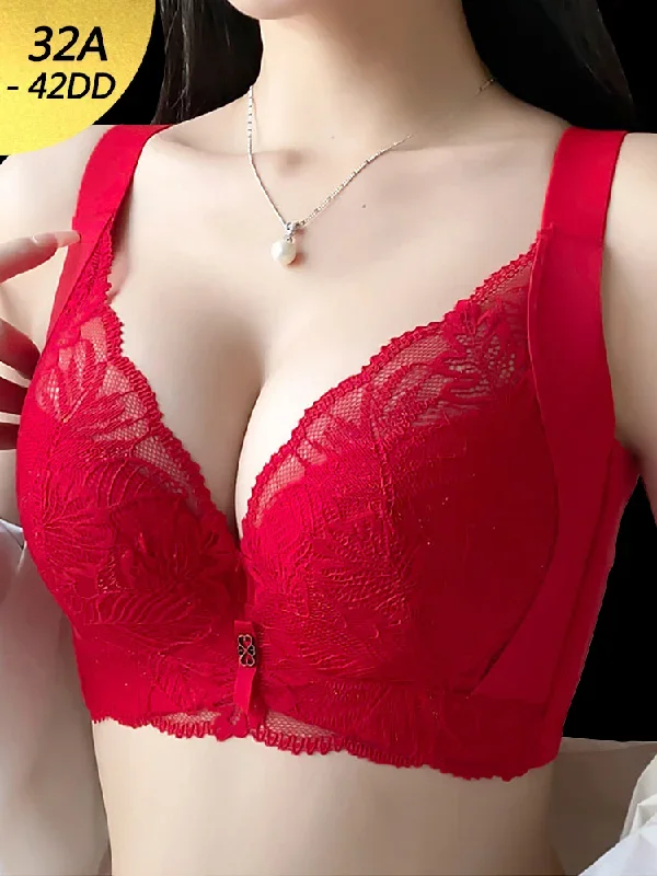 V-neck Push Up Side Support Underwire Bra