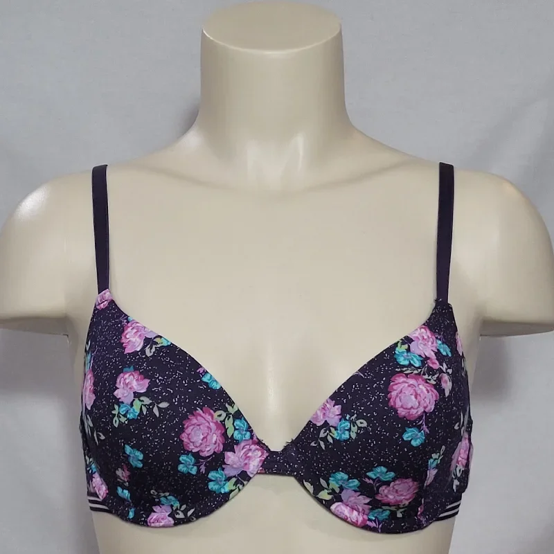 Xhilaration Cotton T-Shirt Convertible UW Bra 32B Purple Flower