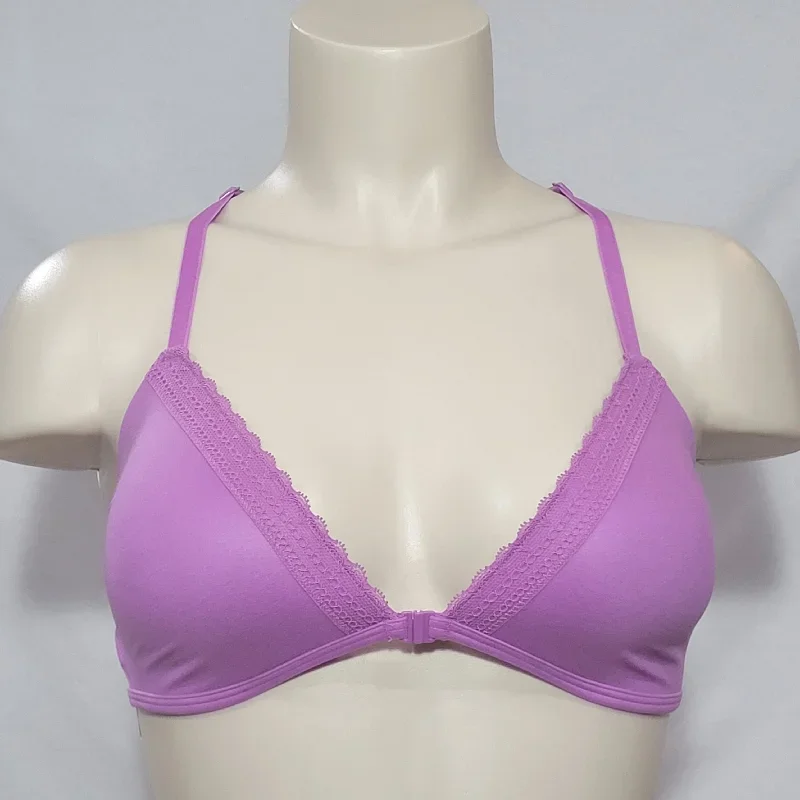 Xhilaration Front Close Lounge Wire Free Lace Trim Bra Bralette 34C Vivid Violet