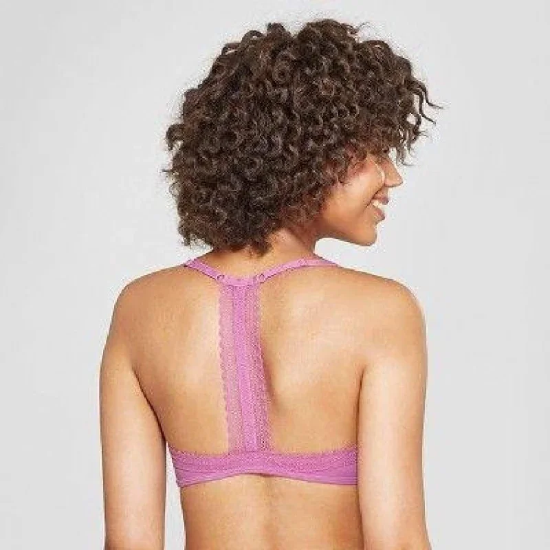 xhilaration-front-close-lounge-wire-free-lace-trim-bra-bralette-34c-vivid-violet