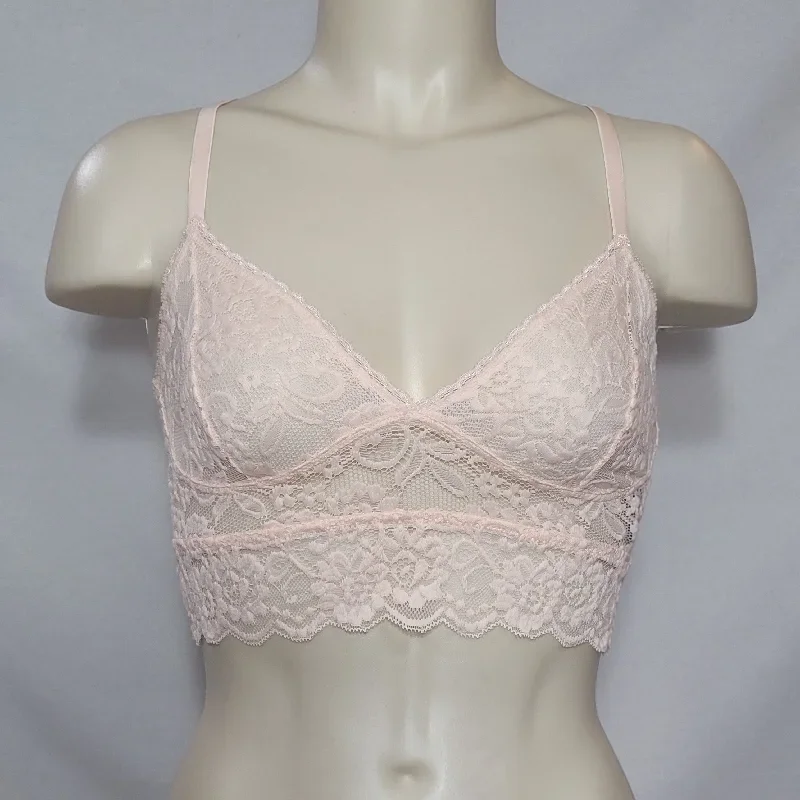 Xhilaration Wire Free Racerback Sheer Lace Bralette MEDIUM Feather Peach NWT